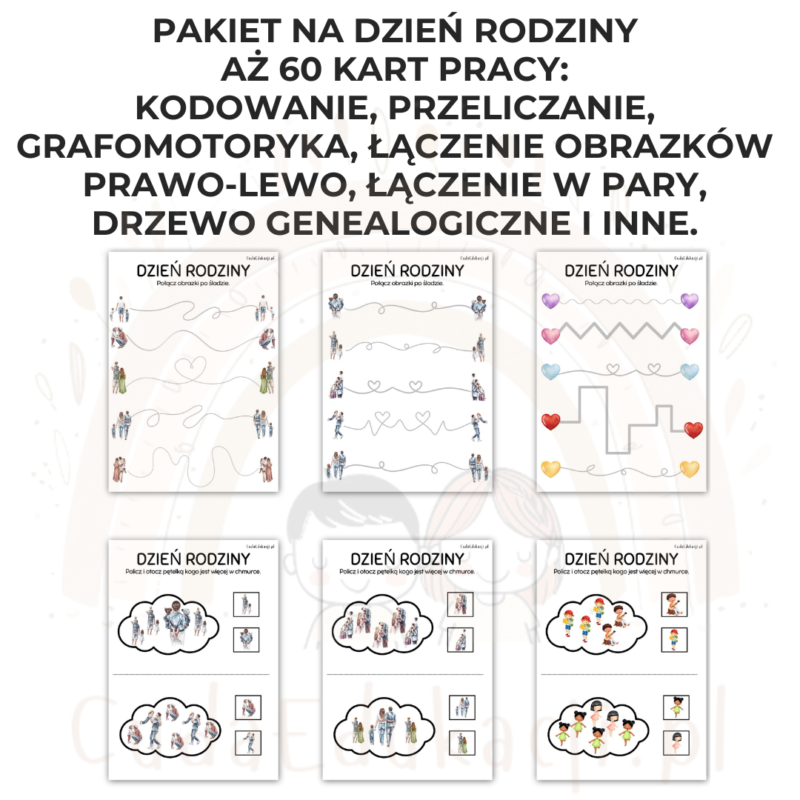 Zestaw Dzień Rodziny + Dzień Mamy + Dzień Taty + Kolorowanki
