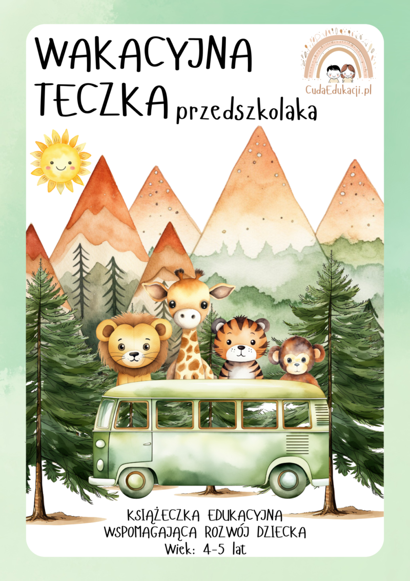 Wakacyjna teczka przedszkolaka 4-5 lat karty pracy PDF