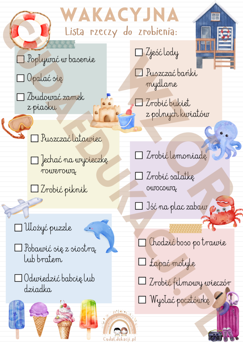 Wakacyjna checklist - lista rzeczy do zrobienia na lato i wakacje