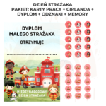 Dzień Strażaka: karty pracy, dyplom, girlanda, odznaki i memory
