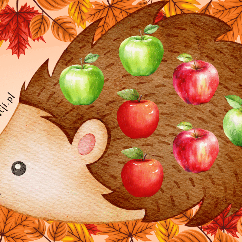 Układanka lewopółkulowa - Jesienny Jeż z jabłkami