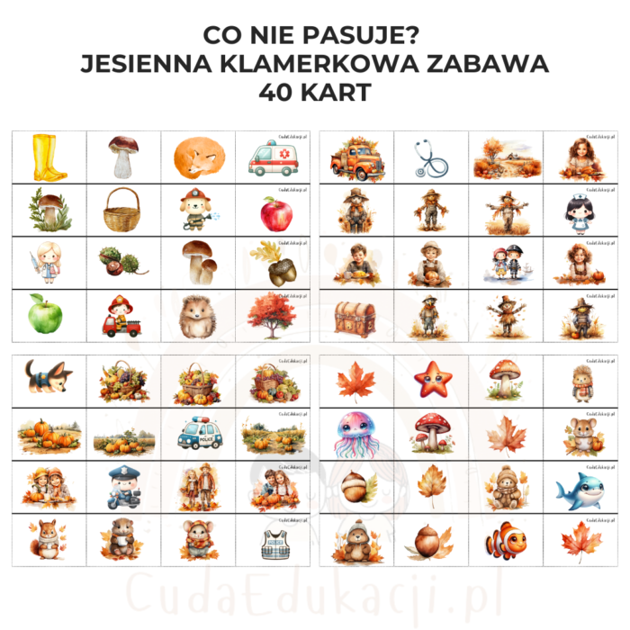 Co nie pasuje? Jesienna klamerkowa zabawa