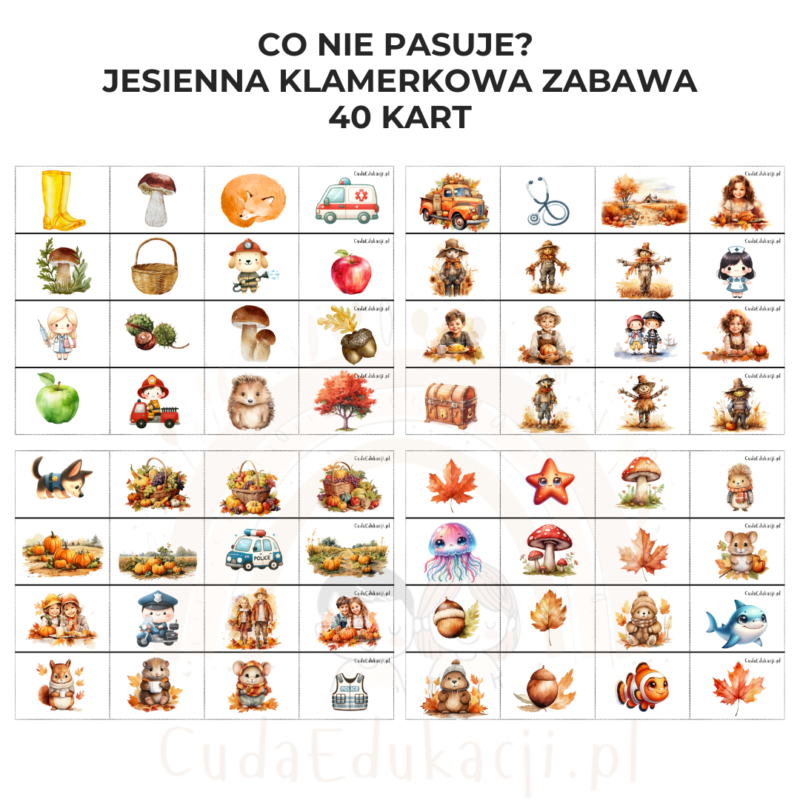 Co nie pasuje? Jesienna klamerkowa zabawa