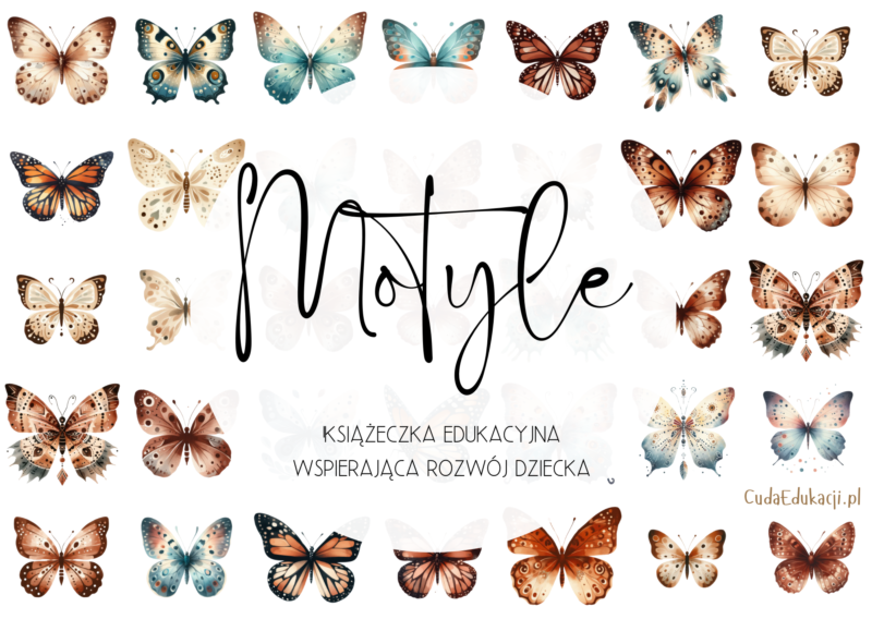 Motyle. Książeczka edukacyjna PDF, 20 kart pracy 4-5 lat