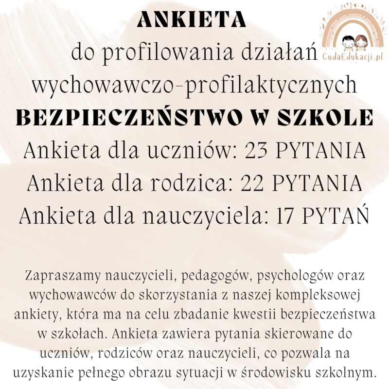 Ankieta: Bezpieczeństwo w szkole dla uczniów, rodziców i nauczycieli PPP