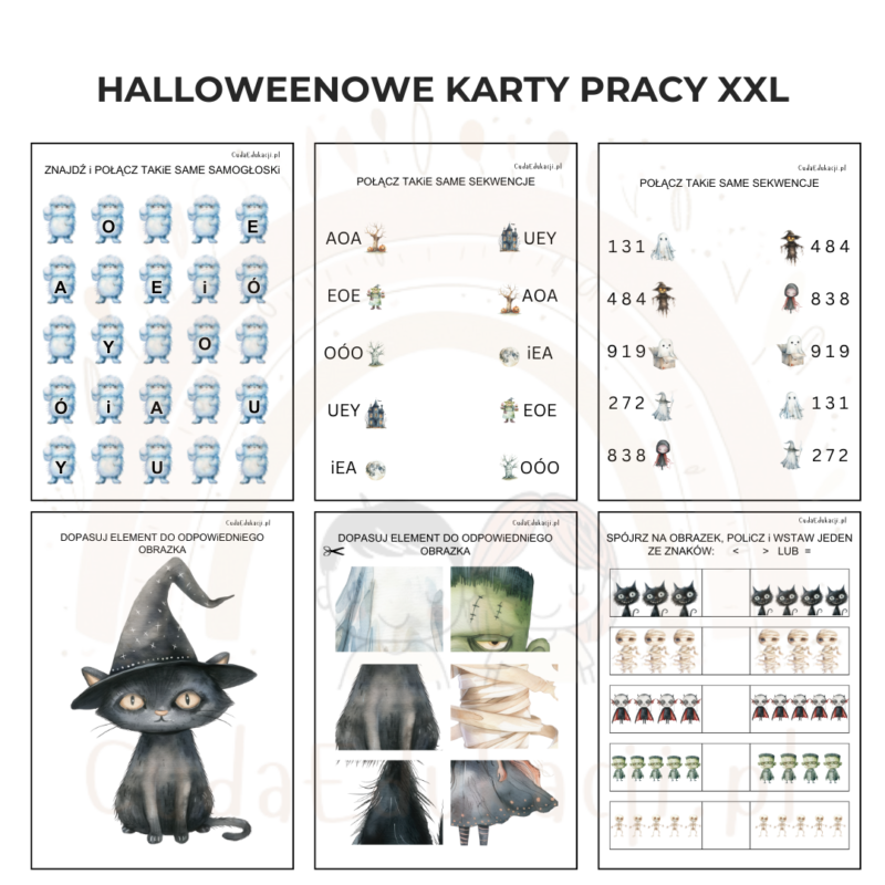 Halloween -owe karty pracy - Pakiet XXL PDF