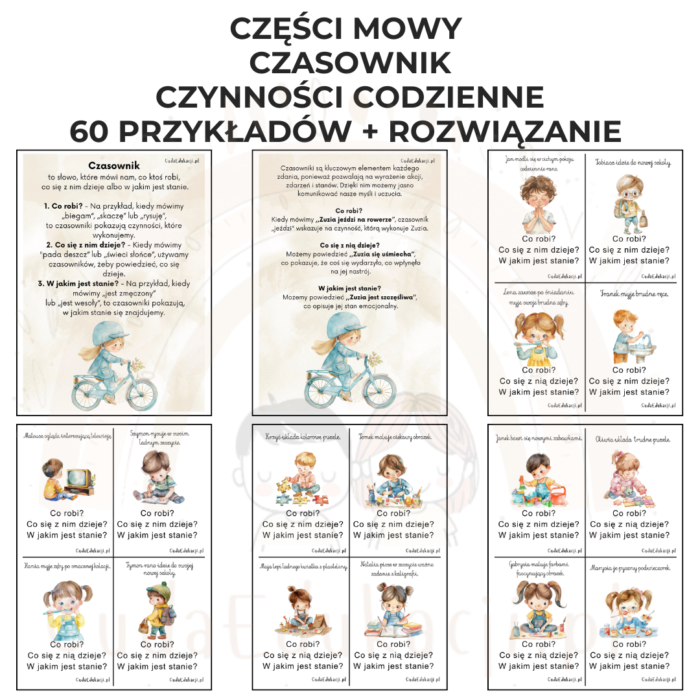 Części mowy: czasowniki - fiszki edukacyjne