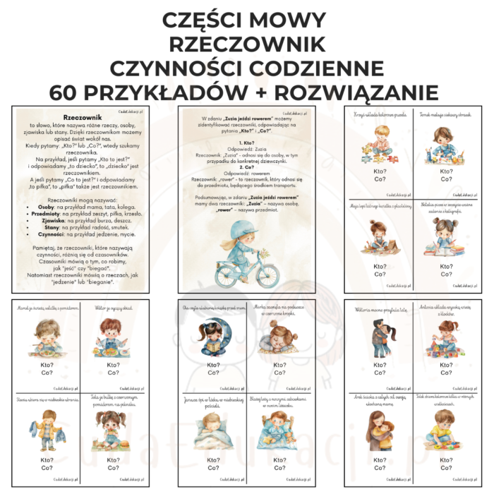 Części mowy: rzeczowniki - fiszki edukacyjne
