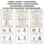 Pakiet części mowy: czasowniki, rzeczowniki i przymiotniki - fiszki edukacyjne