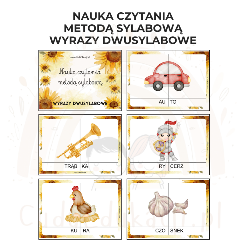 Nauka czytania metodą sylabową - wyrazy dwusylabowe
