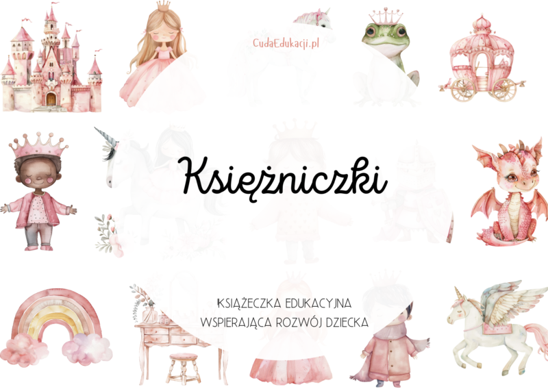 Księżniczki. Książeczka edukacyjna PDF, 20 kart pracy 4-5 lat