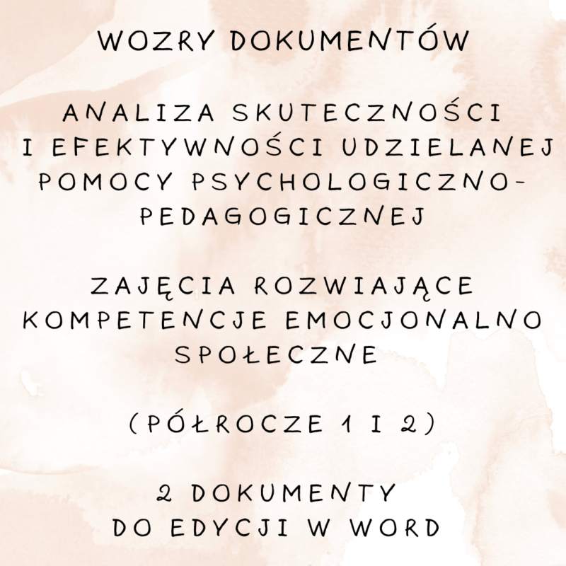 Wzory dokumentów: Zajęcia rozwijające kompetencje emocjonalno-społeczne