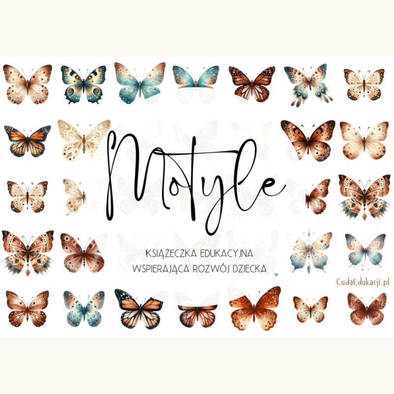 Motyle. Książeczka edukacyjna PDF, 20 kart pracy 4-5 lat