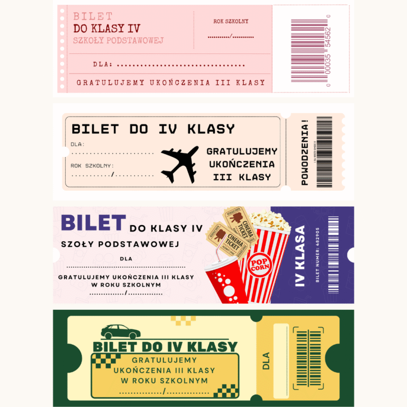 Bilet do IV klasy na zakończenie roku szkolnego