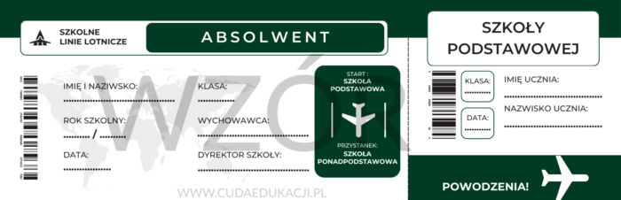Bilet absolwenta na zakończenie edukacji w szkole podstawowej