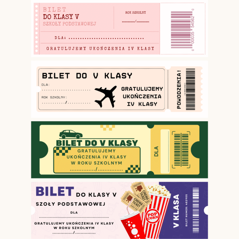 Bilet do V klasy na zakończenie roku szkolnego