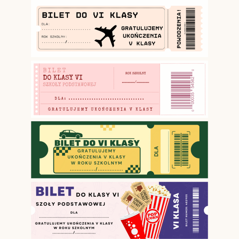 Bilet do VI klasy na zakończenie roku szkolnego