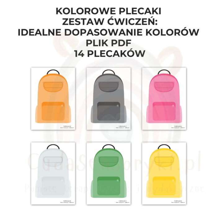 Kolorowe plecaki zestaw ćwiczeń: idealne dopasowanie kolorów PDF 14 plecaków - obrazek 2