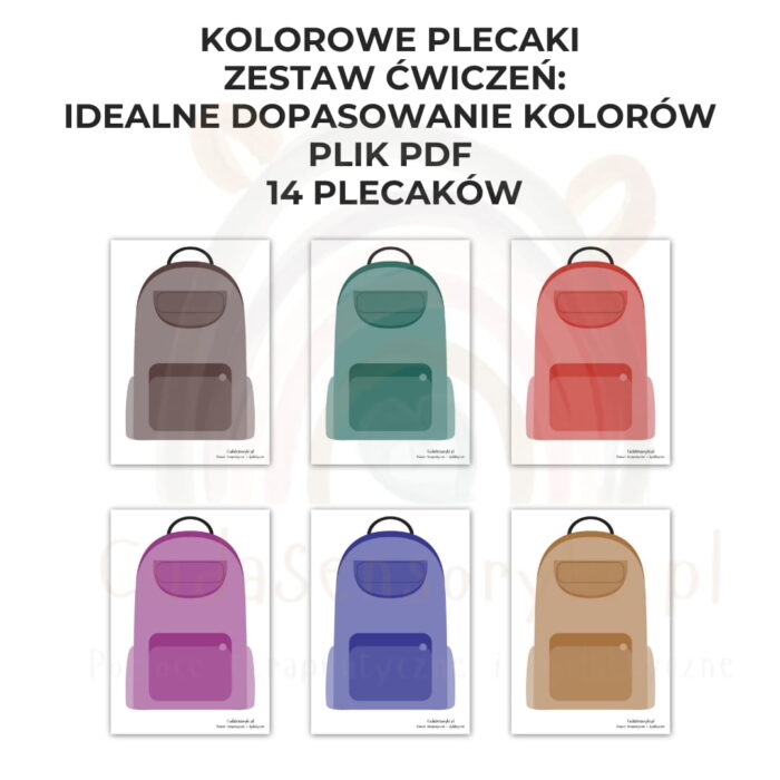 Kolorowe plecaki zestaw ćwiczeń: idealne dopasowanie kolorów PDF 14 plecaków - obrazek 3