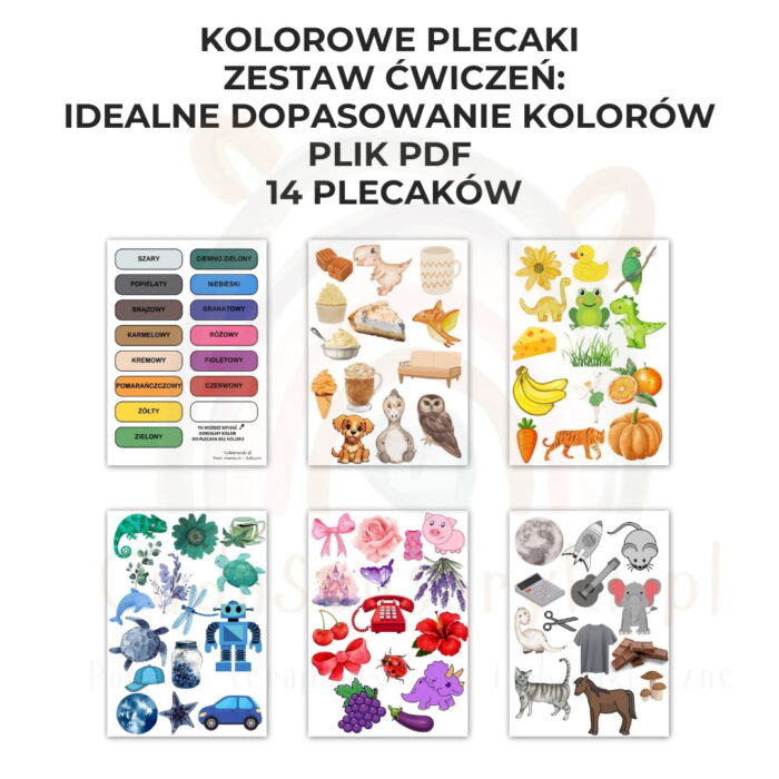Kolorowe plecaki zestaw ćwiczeń: idealne dopasowanie kolorów PDF 14 plecaków - obrazek 4