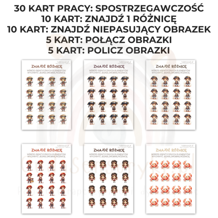 Percepcja wzrokowa i koncentracja uwagi, ćwiczenia na spostrzegawczość karty pracy PDF - obrazek 6