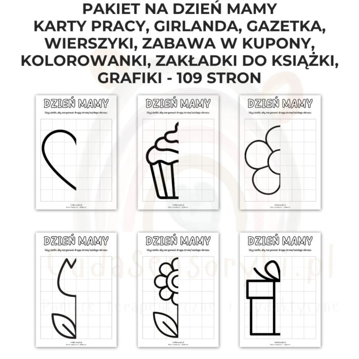 Pakiet Dzień Mamy PDF: girlanda, kolorowanki, karty pracy, kupony, wierszyki, zakładki i inne - obrazek 4