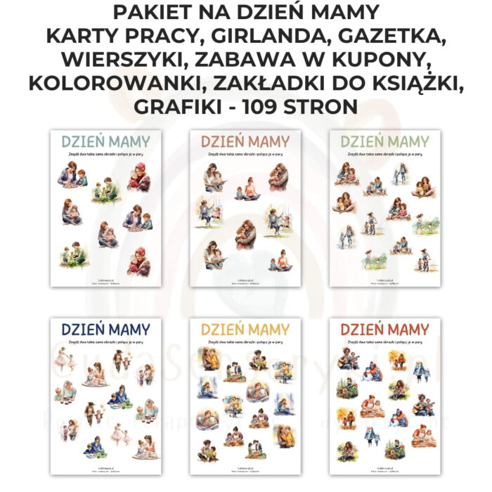 Pakiet Dzień Mamy PDF: girlanda, kolorowanki, karty pracy, kupony, wierszyki, zakładki i inne - obrazek 7