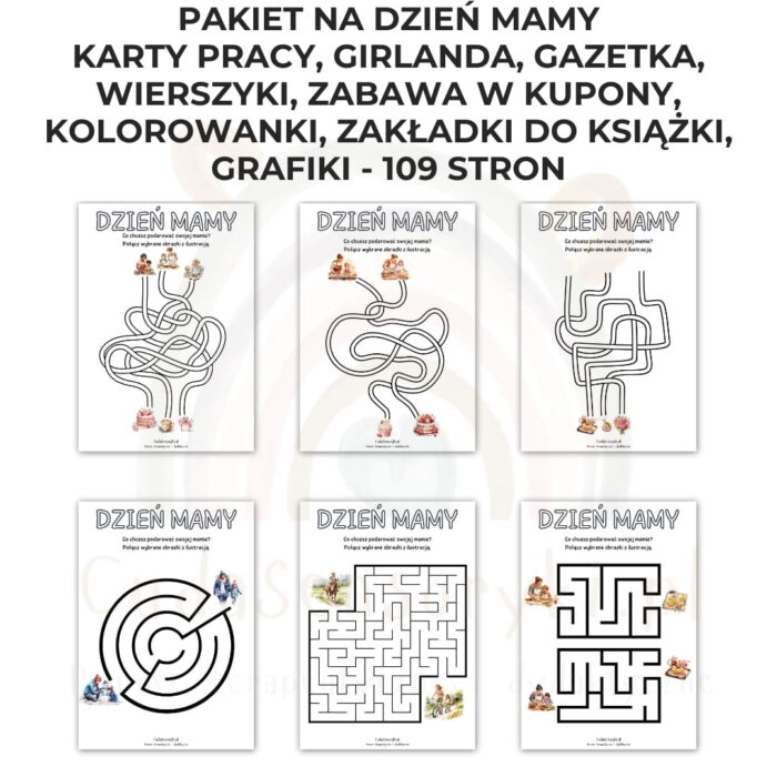 Pakiet Dzień Mamy PDF: girlanda, kolorowanki, karty pracy, kupony, wierszyki, zakładki i inne - obrazek 9