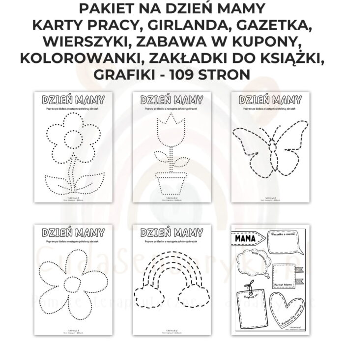 Pakiet Dzień Mamy PDF: girlanda, kolorowanki, karty pracy, kupony, wierszyki, zakładki i inne - obrazek 10