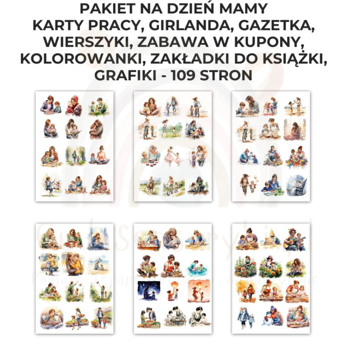 Pakiet Dzień Mamy PDF: girlanda, kolorowanki, karty pracy, kupony, wierszyki, zakładki i inne - obrazek 13