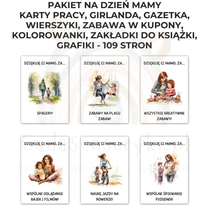 Pakiet Dzień Mamy PDF: girlanda, kolorowanki, karty pracy, kupony, wierszyki, zakładki i inne - obrazek 15