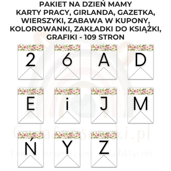 Pakiet Dzień Mamy PDF: girlanda, kolorowanki, karty pracy, kupony, wierszyki, zakładki i inne - obrazek 16