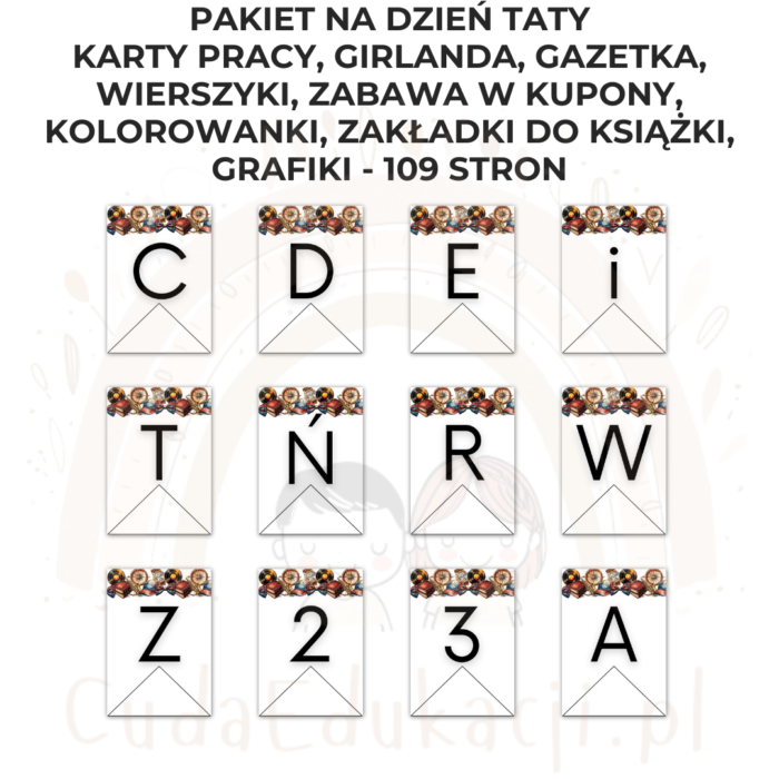 Pakiet Dzień Taty PDF: girlanda, kolorowanki, karty pracy, kupony, wierszyki, zakładki i inne - obrazek 2
