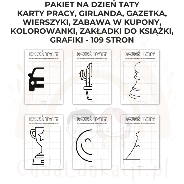 Pakiet Dzień Taty PDF: girlanda, kolorowanki, karty pracy, kupony, wierszyki, zakładki i inne - obrazek 4