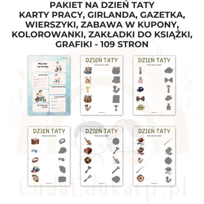 Pakiet Dzień Taty PDF: girlanda, kolorowanki, karty pracy, kupony, wierszyki, zakładki i inne - obrazek 6
