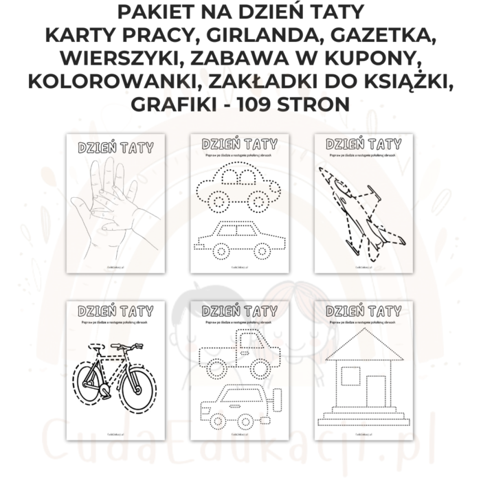 Pakiet Dzień Taty PDF: girlanda, kolorowanki, karty pracy, kupony, wierszyki, zakładki i inne - obrazek 9