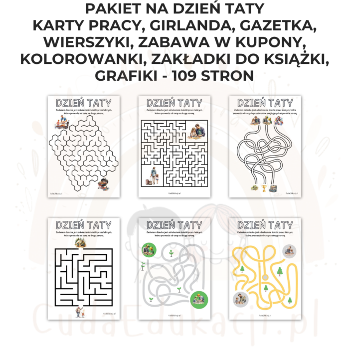 Pakiet Dzień Taty PDF: girlanda, kolorowanki, karty pracy, kupony, wierszyki, zakładki i inne - obrazek 10