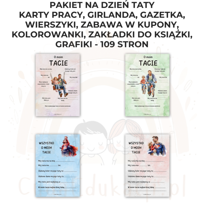 Pakiet Dzień Taty PDF: girlanda, kolorowanki, karty pracy, kupony, wierszyki, zakładki i inne - obrazek 13
