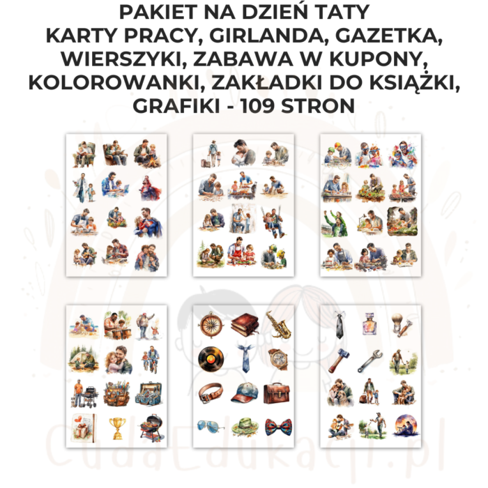 Pakiet Dzień Taty PDF: girlanda, kolorowanki, karty pracy, kupony, wierszyki, zakładki i inne - obrazek 14