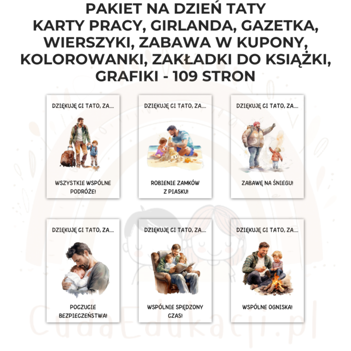 Pakiet Dzień Taty PDF: girlanda, kolorowanki, karty pracy, kupony, wierszyki, zakładki i inne - obrazek 15