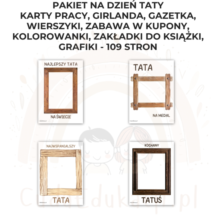 Pakiet Dzień Taty PDF: girlanda, kolorowanki, karty pracy, kupony, wierszyki, zakładki i inne - obrazek 17