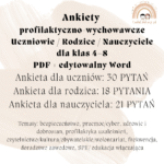 Ankiety profilaktyczno-wychowawcze – Uczniowie / Rodzice / Nauczyciele (kl. 4–8) PDF + edytowalny Word