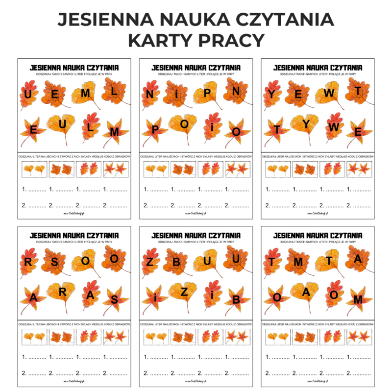 Jesienna Nauka Czytania – zestaw 10 kart PDF