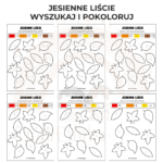 Jesienne liście: wyszukaj i pokoloruj
