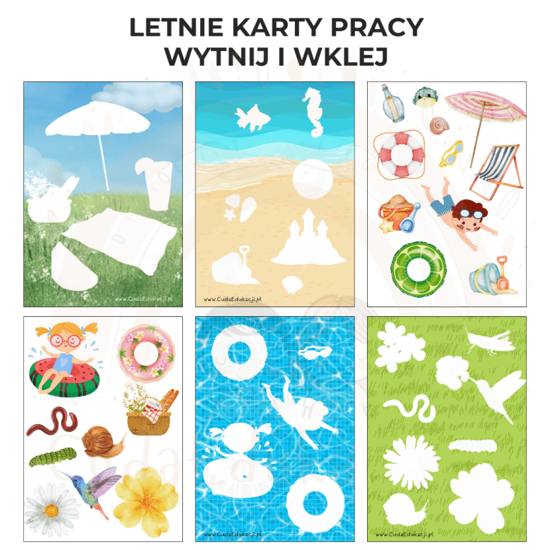 Letnie karty pracy - wytnij i wklej
