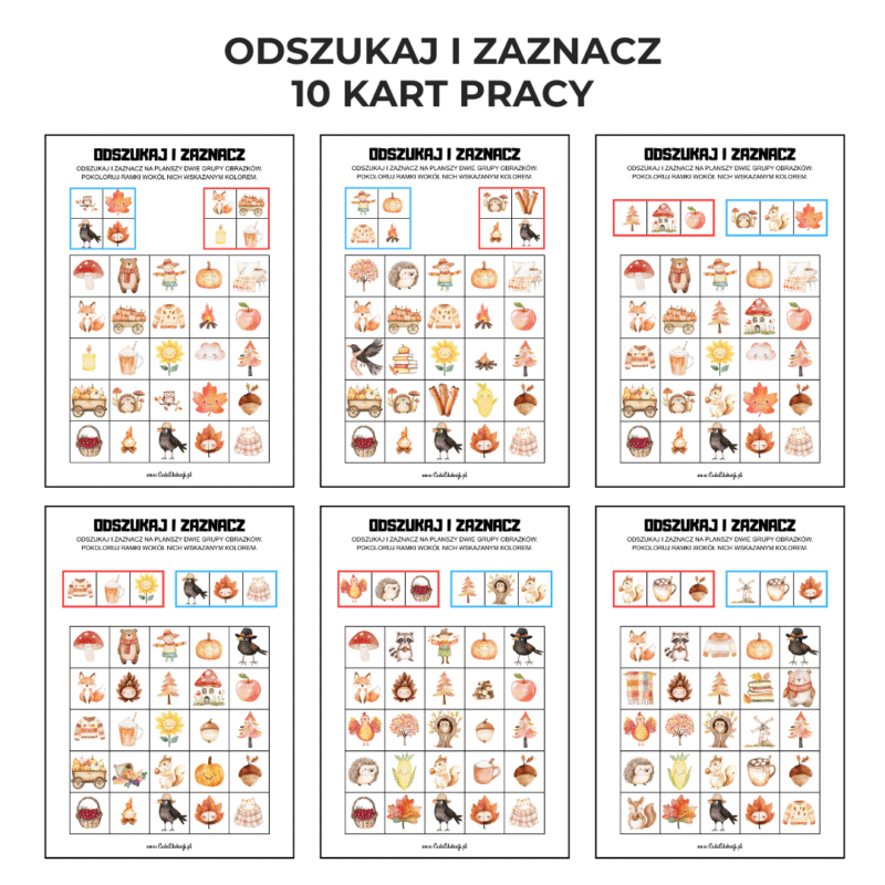 Odszukaj i zaznacz: 10 kart pracy