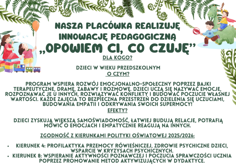 Innowacja pedagogiczna "Opowiem Ci, co czuję" - PRZEDSZKOLE
