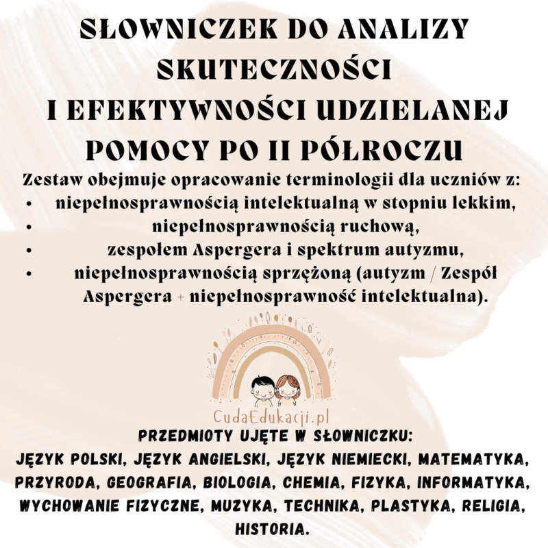 SŁOWNICZEK DO ANALIZY SKUTECZNOŚCI I EFEKTYWNOŚCI UDZIELANEJ POMOCY PO II PÓŁROCZU