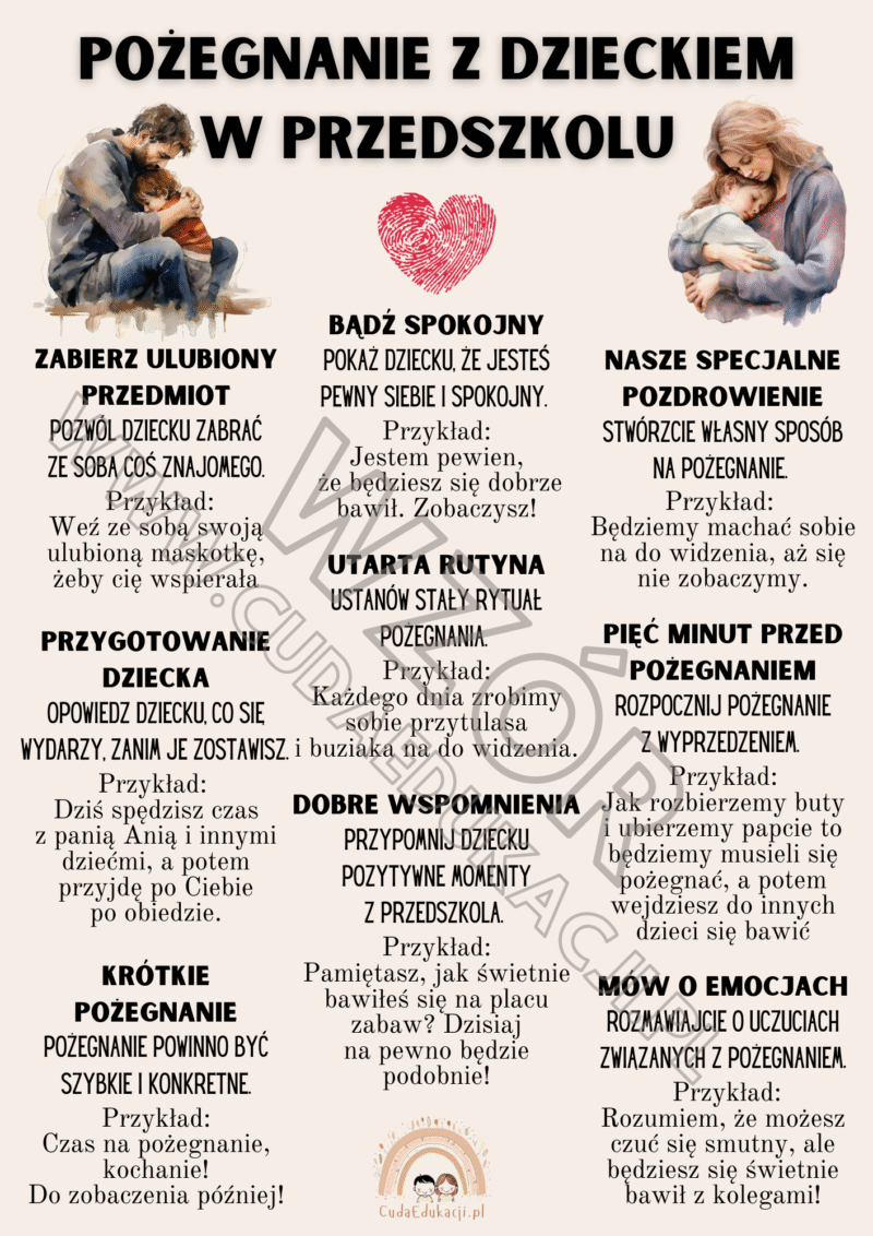 Karta informacyjna dla rodziców Pożegnanie z dzieckiem – żłobek, przedszkole, szkoła