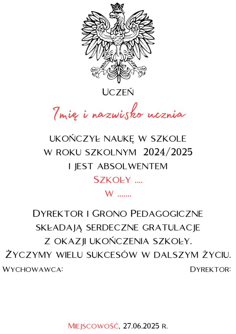 Wklejka 8 klasa chłopak
